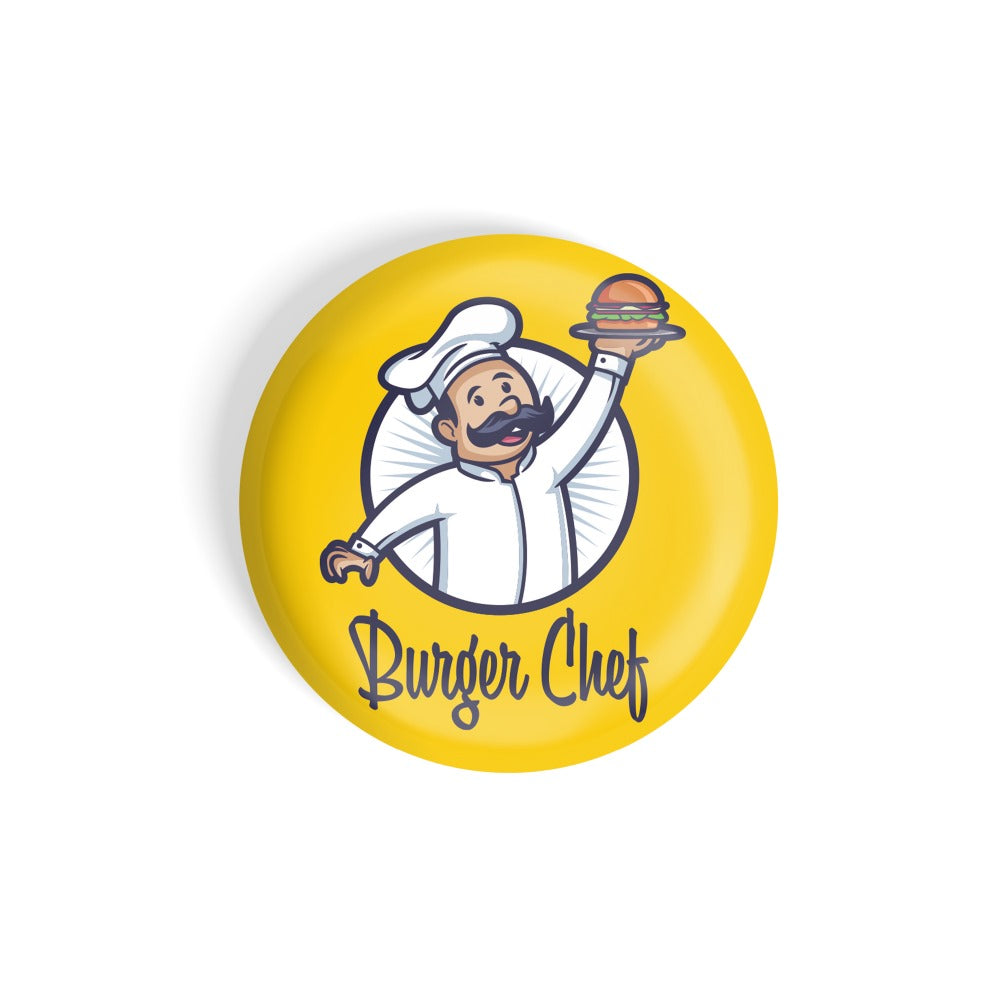 dhcrafts Round Fridge Magnet Yellow Food Lovers Burger Chef Glossy Finish Design Pack of 1 (58 mm)